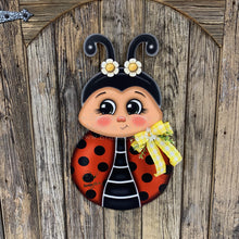 Load image into Gallery viewer, Ladybug decoration, Ladybug door hanger, Ladybug sign, wooden ladybug, Ladybug Porch sign, Ladybug wreath for front door, Summer door hanger