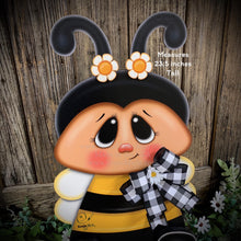 Load image into Gallery viewer, Bee decoration, summer decoration, Bee arrangement, Wooden Bee with stand, Bumble Bee decor, Summer Bee shelf sitter, garden and porch decor