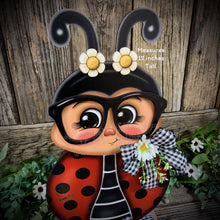 Load image into Gallery viewer, Ladybug decoration for summer, Ladybug centerpiece, wooden standing Ladybug sign, cute ladybug garden decor, Porch, patio, door, entry way