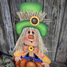 Load image into Gallery viewer, Scarecrow, Fall wooden Scarecrow with stand, wooden pumpkin porch decor, Thanksgiving Pumpkin centerpiece, Scarecrow wood crafts, Halloween