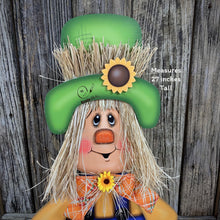 Load image into Gallery viewer, Scarecrow, Fall wooden Scarecrow with stand, wooden pumpkin porch decor, Thanksgiving Pumpkin centerpiece, Scarecrow wood crafts, Halloween