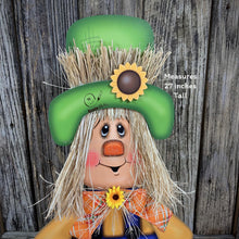 Load image into Gallery viewer, Scarecrow, Fall wooden Scarecrow with stand, wooden pumpkin porch decor, Thanksgiving Pumpkin centerpiece, Scarecrow wood crafts, Halloween