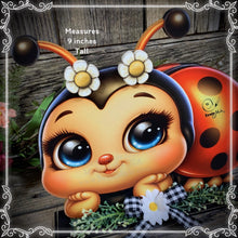 Load image into Gallery viewer, Ladybug decoration, summer decoration for Tiered tray, cute ladybug sign, Summer ladybug shelf sitter, cottage garden decor, table top decor