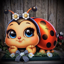Load image into Gallery viewer, Ladybug decoration, Ladybug centerpiece, Ladybug sign, wooden ladybug with stand, Ladybug Porch decoration, ladybug Summer Porch greeter,