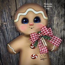 Load image into Gallery viewer, Gingerbread Decoration, Christmas wreath for front door, Gingerbread wreath, gingerbread man, vintage Christmas sign, cute Gingerbread man