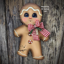 Load image into Gallery viewer, Gingerbread Decoration, Christmas wreath for front door, Gingerbread wreath, gingerbread man, vintage Christmas sign, cute Gingerbread man