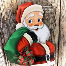 Load image into Gallery viewer, Santa Clause Decoration, Old fashioned Christmas decor, Santa door Hanger, Santa sign for front door, Christmas wreath, traditional Santa