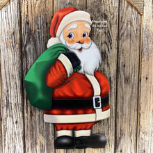 Load image into Gallery viewer, Santa Clause Decoration, Old fashioned Christmas decor, Santa door Hanger, Santa sign for front door, Christmas wreath, traditional Santa