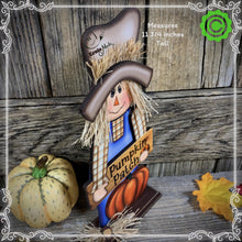 Load image into Gallery viewer, Fall Scarecrow decoration, tier tray, kitchen fall arrangement, cute pumpkin patch sign, fall home decor, Halloween, Farmhouse, Thanksgiving