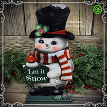 Load image into Gallery viewer, Snowman decoration, Shelf sitter Snowman, Christmas tiered tray decor, Winter tiered tray sitter, Christmas decoration, Wooden Snowman decor