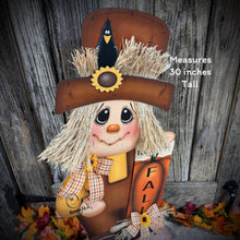 Load image into Gallery viewer, Fall decoration, Scarecrow and Pumpkin, Thanksgiving arrangement for table, cute Halloween, autumn floral, Welcome Fall sign for entryway