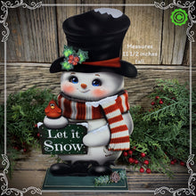 Load image into Gallery viewer, Snowman decoration, Shelf sitter Snowman, Christmas tiered tray decor, Winter tiered tray sitter, Christmas decoration, Wooden Snowman decor
