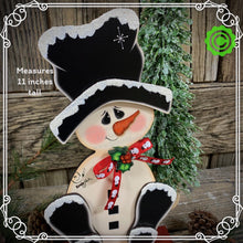 Load image into Gallery viewer, Snowman decoration, Shelf sitter Snowman, Christmas tiered tray decor, Winter tiered tray sitter, Christmas decoration, Wooden Snowman decor