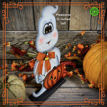 Load image into Gallery viewer, Halloween centerpiece, Halloween Decoration, Cute Ghost for tiered tray, Jack o lantern table decor, Halloween Wood crafts, Ghost decoration