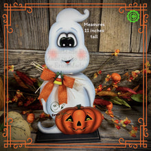 Load image into Gallery viewer, Halloween centerpiece, Halloween Decoration, Cute Ghost for tiered tray, Jack o lantern table decor, Halloween Wood crafts, Ghost decoration