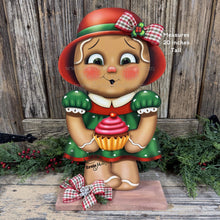 Load image into Gallery viewer, Gingerbread Decoration, Farmhouse Christmas, wooden Gingerbread and cupcake decoration, Candy land gingerbread decor, Christmas centerpiece