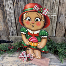 Load image into Gallery viewer, Gingerbread Decoration, Farmhouse Christmas, wooden Gingerbread and cupcake decoration, Candy land gingerbread decor, Christmas centerpiece