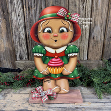 Load image into Gallery viewer, Gingerbread Decoration, Farmhouse Christmas, wooden Gingerbread and cupcake decoration, Candy land gingerbread decor, Christmas centerpiece