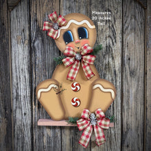 Load image into Gallery viewer, Gingerbread Decoration, Christmas door hanger, Gingerbread Christmas wreath for front door, gingerbread man, vintage Christmas sign for door