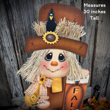 Load image into Gallery viewer, Fall decoration, Scarecrow and Pumpkin, Thanksgiving arrangement for table, cute Halloween, autumn floral, Welcome Fall sign for entryway