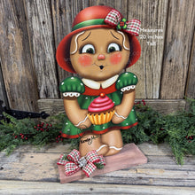 Load image into Gallery viewer, Gingerbread Decoration, Farmhouse Christmas, wooden Gingerbread and cupcake decoration, Candy land gingerbread decor, Christmas centerpiece