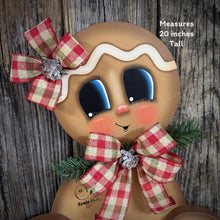 Load image into Gallery viewer, Gingerbread Decoration, Christmas door hanger, Gingerbread Christmas wreath for front door, gingerbread man, vintage Christmas sign for door