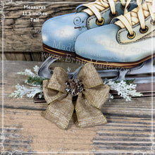 Load image into Gallery viewer, Vintage Ice Skates decoration, Wooden painted antique style Skates on base Farmhouse winter snowman decor for tiered tray, mantel, table-top