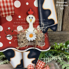 Load image into Gallery viewer, Farmhouse centerpiece, Cow decoration, Primitive Wooden Cow shelf sitter, Country style cow decoration, Bovine decor, Chicken decoration