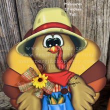 Load image into Gallery viewer, Whimsical Wooden Turkey Decoration, Thanksgiving Fall Centerpiece, Farmhouse Sign, Funny Harvest Decor, Ernie Made Turkey with big shoes,