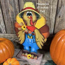 Load image into Gallery viewer, Whimsical Wooden Turkey Decoration, Thanksgiving Fall Centerpiece, Farmhouse Sign, Funny Harvest Decor, Ernie Made Turkey with big shoes,