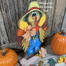 Load image into Gallery viewer, Whimsical Wooden Turkey Decoration, Thanksgiving Fall Centerpiece, Farmhouse Sign, Funny Harvest Corn Decor, Standing Turkey with big shoes