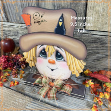 Load image into Gallery viewer, Fall Scarecrow decoration, tier tray, kitchen island fall arrangement, wooden scarecrow shelf sitter, Halloween, Fall Farmhouse Thanksgiving