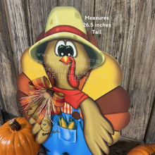 Load image into Gallery viewer, Whimsical Wooden Turkey Decoration, Thanksgiving Fall Centerpiece, Farmhouse Sign, Funny Harvest Decor, Ernie Made Turkey with big shoes,