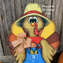 Load image into Gallery viewer, Whimsical Wooden Turkey Decoration, Thanksgiving Fall Centerpiece, Farmhouse Sign, Funny Harvest Corn Decor, Standing Turkey with big shoes