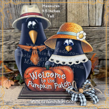 Load image into Gallery viewer, Fall Crow decoration, funny Crows and pumpkin sign, Pumpkin Patch, Happy Fall Y'all wooden shelf sitter, Halloween, Farmhouse, Thanksgiving