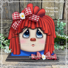 Load image into Gallery viewer, Primitive Rag doll decoration, Wooden Country style shelf sitter doll, Farmhouse decor, Tiered tray, Cottage core, patriotic Americana decor