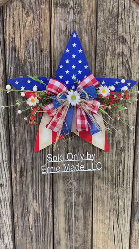 Patriotic door hanger, primitive star decoration, Summer door hanger, Fourth of July wreath for front door, summer arrangement, Americana