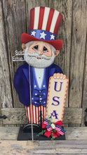 Load and play video in Gallery viewer, Uncle Sam, Patriotic Summer decoration, USA porch sign, Patriotic centerpiece, Fourth of July Decor, Primitive Americana Uncle Sam decor
