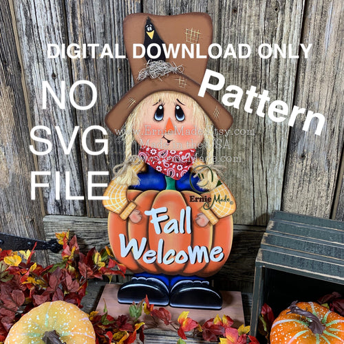 Digital Scarecrow Pattern, Fall DIY Pattern, Fall porch greeter, Wood Scarecrow with stand pattern, Fall Instant download Pumpkin sign decor