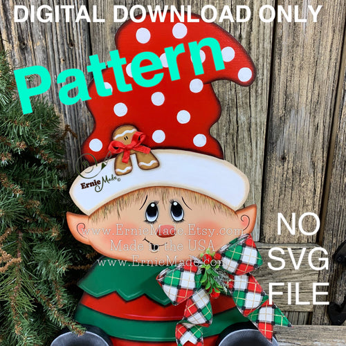 Christmas Elf Pattern, Gingerbread Elf Digital Download Pattern, Elf Holiday downloadable pattern, Christmas wood pattern, gingerbread decor