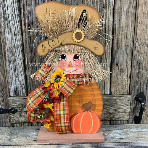 Scarecrow, fall centerpiece, Halloween decoration, Farmhouse Fall shelf sitter, Prim wood Scarecrow ,Thanksgiving decor, Pumpkin decoration