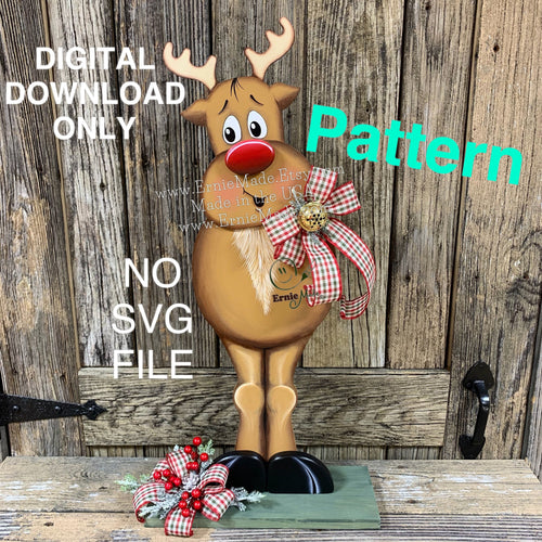 Christmas Reindeer Pattern, Reindeer Digital Download Pattern, Holiday downloadable pattern, Christmas wood pattern, Rudolph Reindeer decor