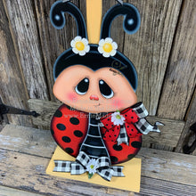 Load image into Gallery viewer, Ladybug decoration, Ladybug centerpiece, Ladybug sign, wooden ladybug with stand, Ladybug Porch decoration, ladybug Summer Porch greeter,
