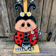 Load image into Gallery viewer, Ladybug decoration, Ladybug centerpiece, Ladybug sign, wooden ladybug with stand, Ladybug Porch decoration, ladybug Summer Porch greeter,