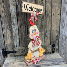 Load image into Gallery viewer, Farmhouse chicken decoration, Rooster decor, chicken decor, Farmhouse sign, wooden chicken, primitive chicken, kitchen rooster centerpiece,
