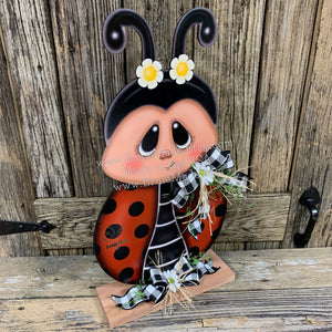 Ladybug decoration, Ladybug centerpiece, Ladybug sign, wooden ladybug with stand, Ladybug Porch decoration, ladybug Summer Porch greeter,
