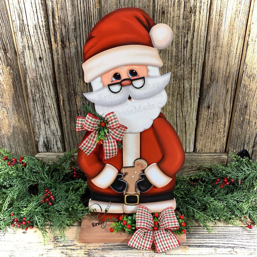 Santa Clause decoration, Christmas Gingerbread centerpiece, Santa Clause shelf sitter, gingerbread doll arrangement, wood Christmas decor