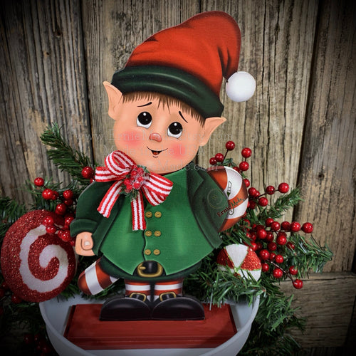 Christmas elf decoration, Holiday tiered tray, wood Elf shelf sitter, Christmas table decor, Sweets, Gingerbread, Elf and Candy Cane decor