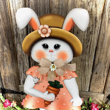 Load image into Gallery viewer, Spring Decoration, Easter Bunny centerpiece, Wooden bunny with stand, Spring Bunny arrangement, Easter Decor, Primitive Bunny porch greeter