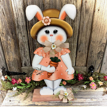Load image into Gallery viewer, Spring Decoration, Easter Bunny centerpiece, Wooden bunny with stand, Spring Bunny arrangement, Easter Decor, Primitive Bunny porch greeter